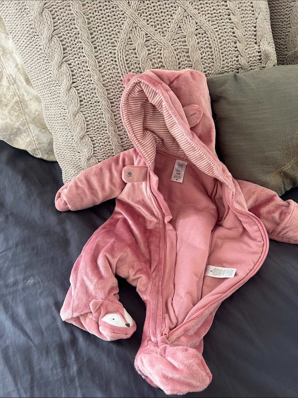 Carter's Plush Pink Hooded Baby Footed One-Piece Coat Newborn NB
